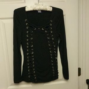 Women's Black and Gold Dress Top (S)